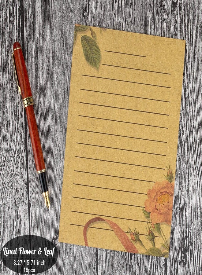 CenterZ Vintage Stationary Paper + Kraft Envelopes Set with Seal Stickers (64pcs 4 Patterns 8.3 x 5.7 Writing Stationery Papers, 20pcs 2 Colors 7.9 x 4.7 Letter Envelope, 36pcs 2 Styles Rustic Seals) - Image 3