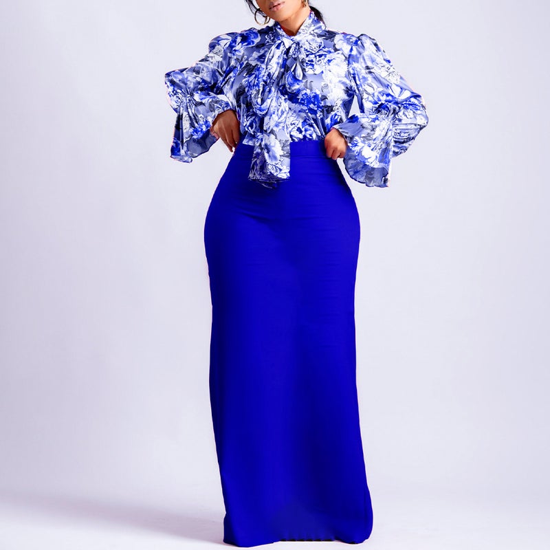 Fashion Print Tie-Waist Shirt Skirt Set Pink  - Image 3