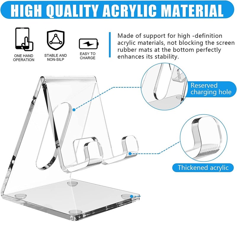 GEOCARTER Crystal Clear Acrylic Mobile Stand for Desk | Transparent Phone Holder for Office, Home, Study & Bedside | Durable Universal Cell Phone Stand Compatible with All Smartphones - Image 4