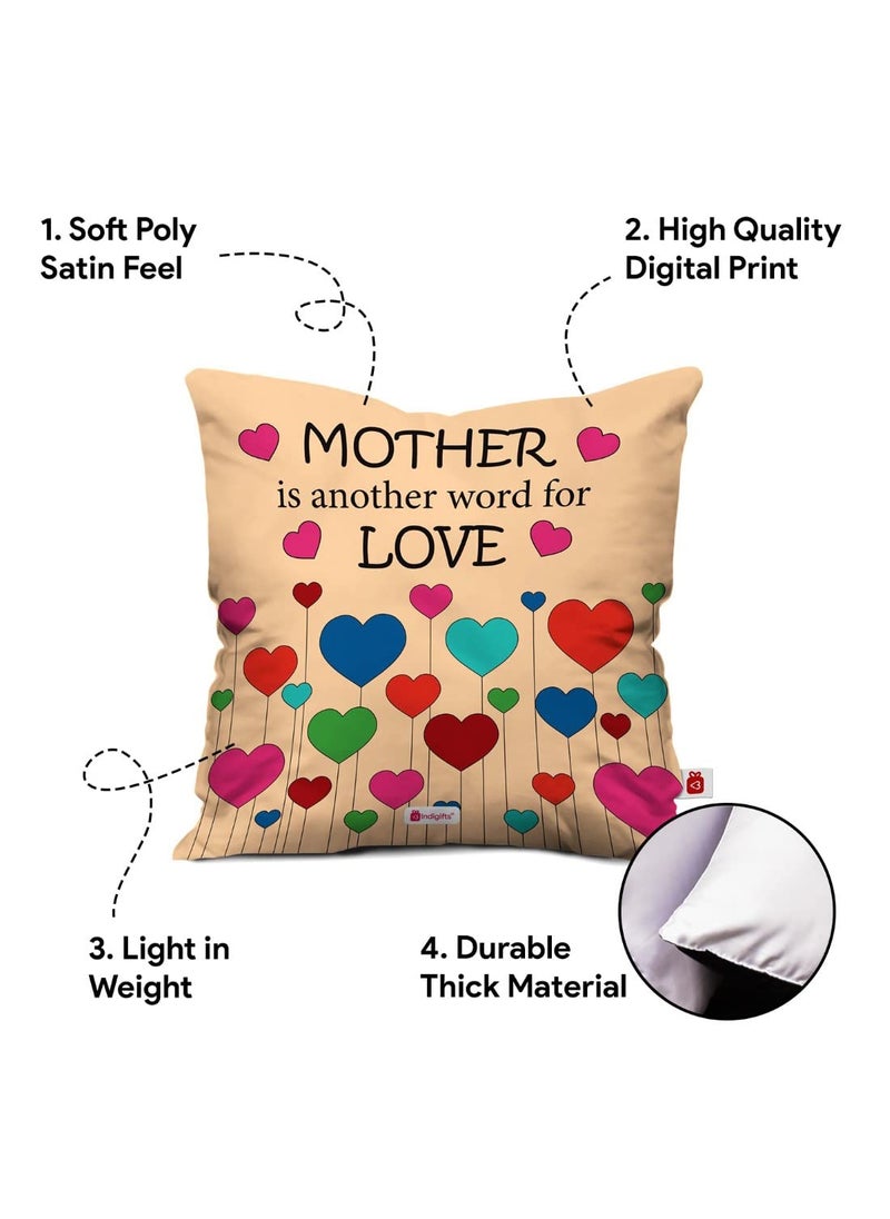 Indigifts - Indigifts Cushion Cover with Filler & Coffee Mug Combo Printed Square Pillow |Birthday Gift for Mother, Maa, Mother in Law (Peach) - Image 1