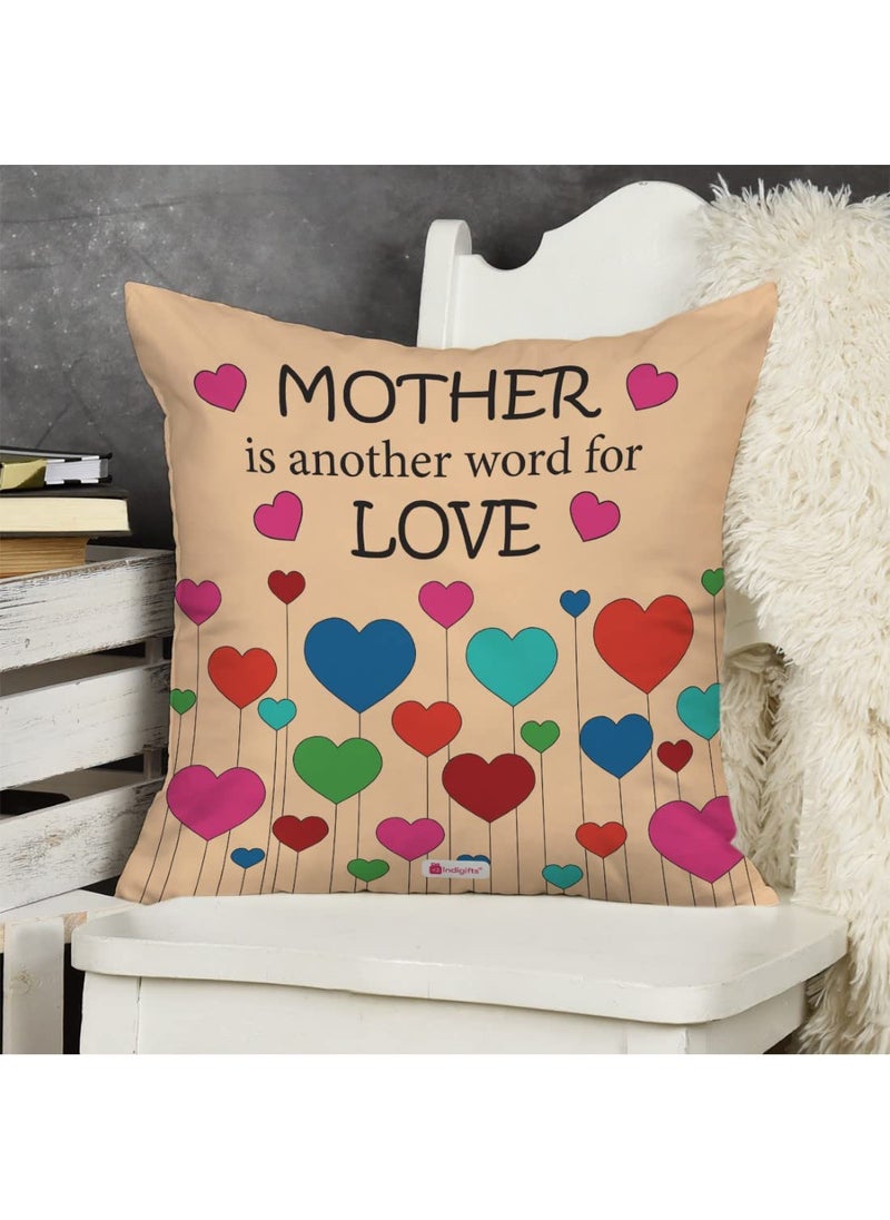 Indigifts - Indigifts Cushion Cover with Filler & Coffee Mug Combo Printed Square Pillow |Birthday Gift for Mother, Maa, Mother in Law (Peach) - Image 1