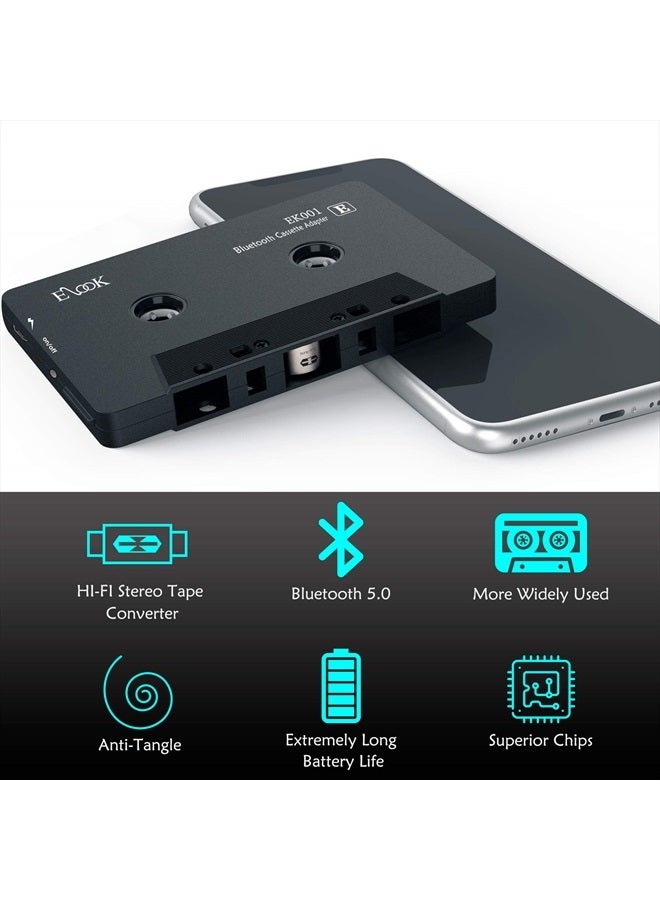 Elook Car Audio Receiver, Bluetooth Cassette Receiver Tape Aux Adapter Player with Bluetooth 5.0 - Image 2