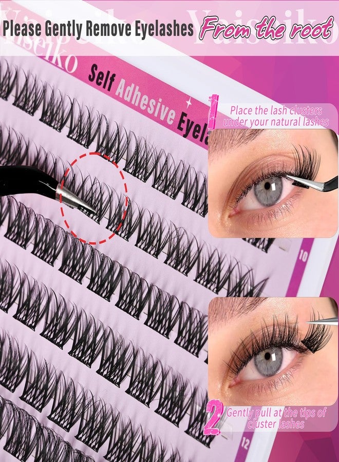 Yaiseiko Self Adhesive Lash Clusters Natural Self Adhesive Lashes Clusters Press on Lashes No Glue Needed Wispy C Curl Individual Lashes Kit by Yaiseiko(100Pcs,10-16MM) - Image 5