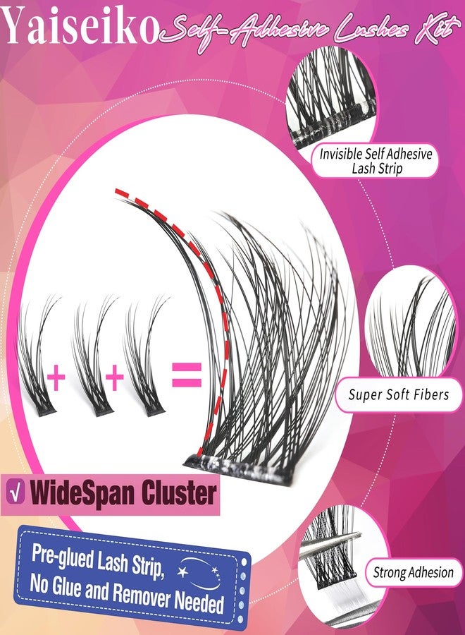 Yaiseiko Self Adhesive Lash Clusters Natural Self Adhesive Lashes Clusters Press on Lashes No Glue Needed Wispy C Curl Individual Lashes Kit by Yaiseiko(100Pcs,10-16MM) - Image 2