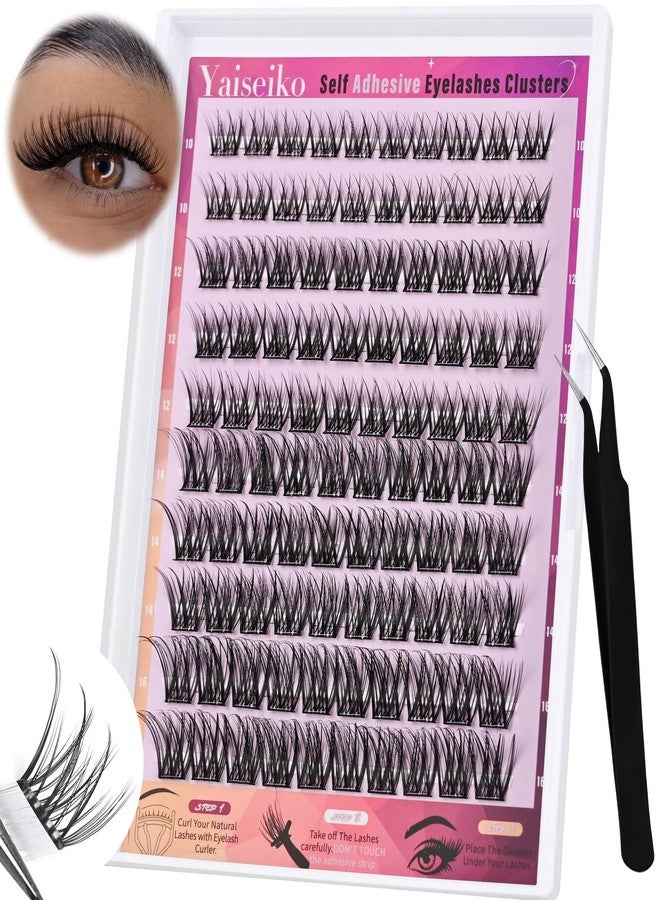 Yaiseiko Self Adhesive Lash Clusters Natural Self Adhesive Lashes Clusters Press on Lashes No Glue Needed Wispy C Curl Individual Lashes Kit by Yaiseiko(100Pcs,10-16MM) - Image 1