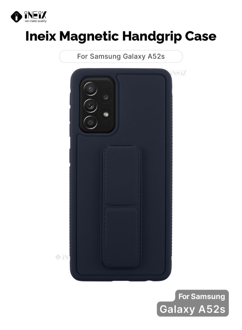 إينيكس جراب حماية 3 في 1 مغناطيسي ذو مسند للهاتف وسوار لأصابع اليد لهاتف سامسونج جلاكسي A52S 5G-أزرق بحري - Image 1
