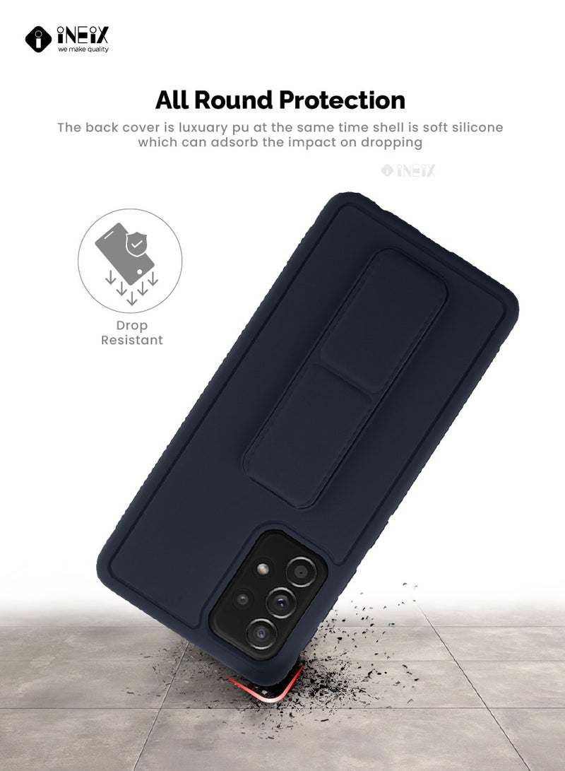 إينيكس جراب حماية 3 في 1 مغناطيسي ذو مسند للهاتف وسوار لأصابع اليد لهاتف سامسونج جلاكسي A52S 5G-أزرق بحري - Image 5