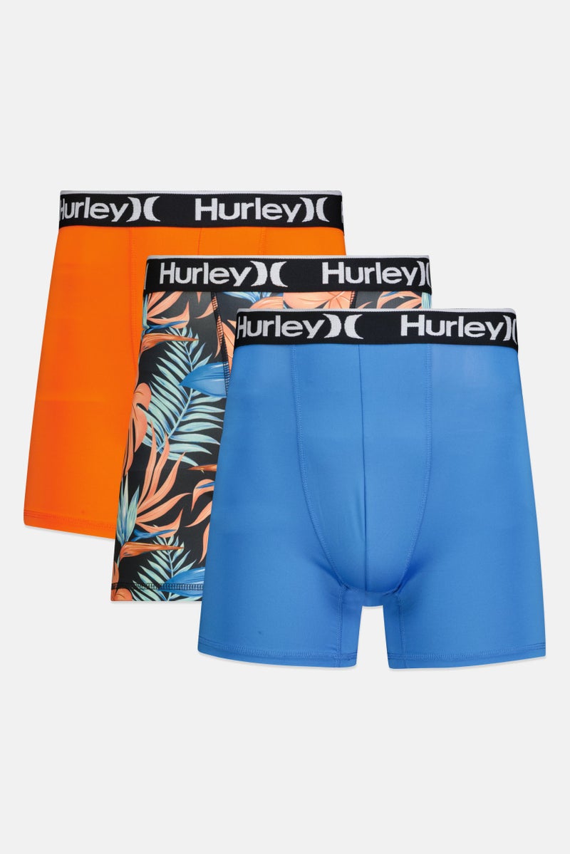 Hurley Men 3 Pcs Brand Logo Boxer Brief Set, Multicolor - Image 1