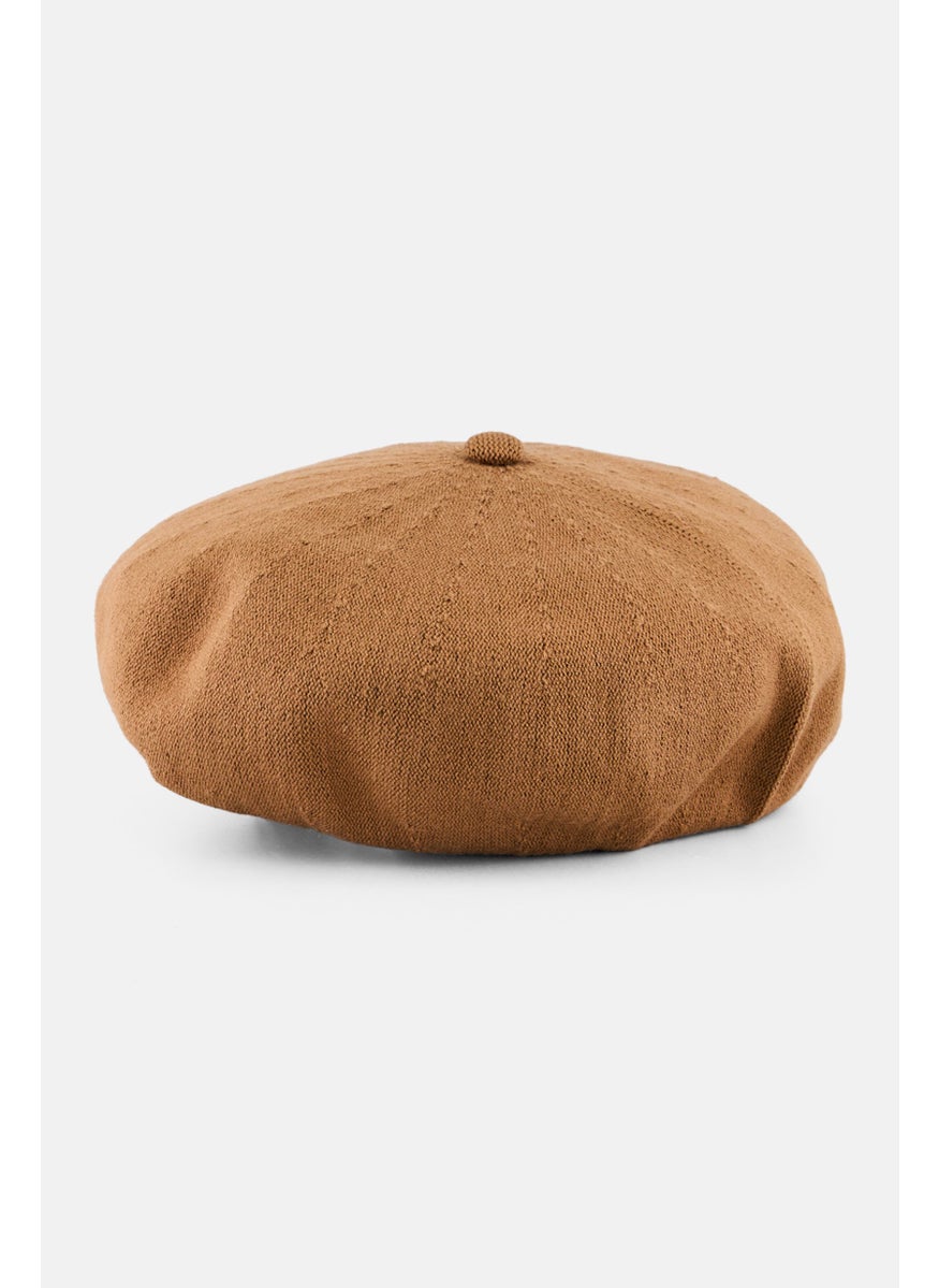 PUMA Women Knitted Beret Beanie Cap, Dark Tan  - Image 1