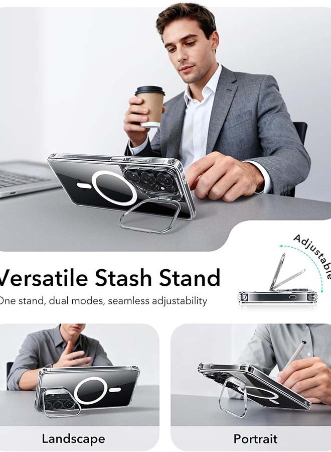 ESR S26 Ultra - HaloLock Classic Hybrid Stash Stand Case – MagSafe Compatible, Shockproof Drop Protection Cover - Clear - Image 5