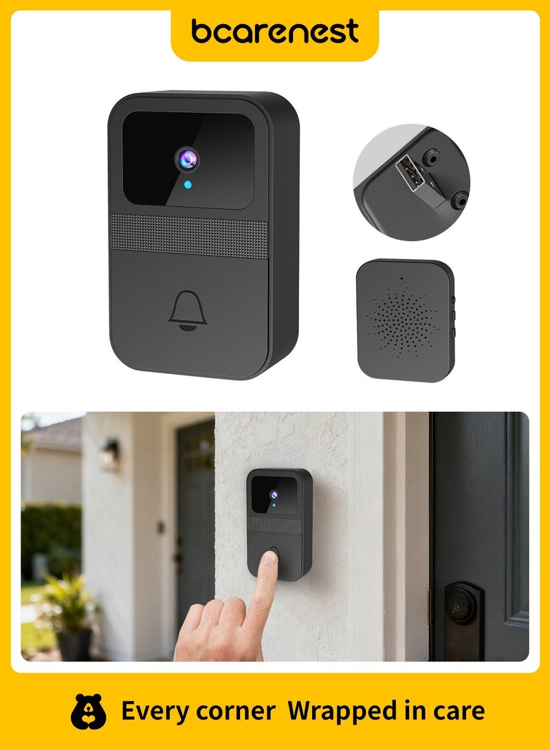 Bcarenest Wireless Video Doorbell,with App Live View, IP55 Waterproof, Two-Way Talk, Cloud Storage, Night Vision ，AA Battery-Powered, Includes 1 Outdoor Camera Transmitter & 1 Indoor Chime Receiver - Image 1