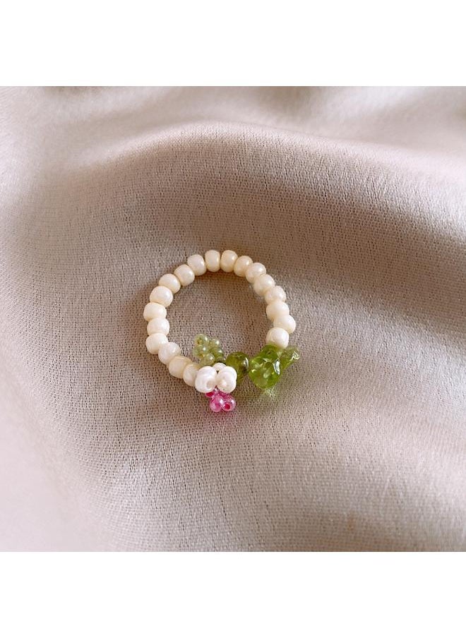 Generic Real Gold Electroplated Baroque Pearl Tulip Flower Open Ring South Korea Fresh Sweet Mori Light Luxury Bracelet 