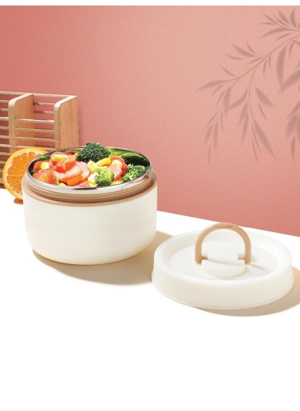 Classic Essentials CLASSIC ESSENTIALS Luscious Microwave Safe Double Wall Insulated Lunch Box, Airtight & Leak Proof, Inside Steel Containers with BPA Free Lids - White (600 ml)  - Image 1