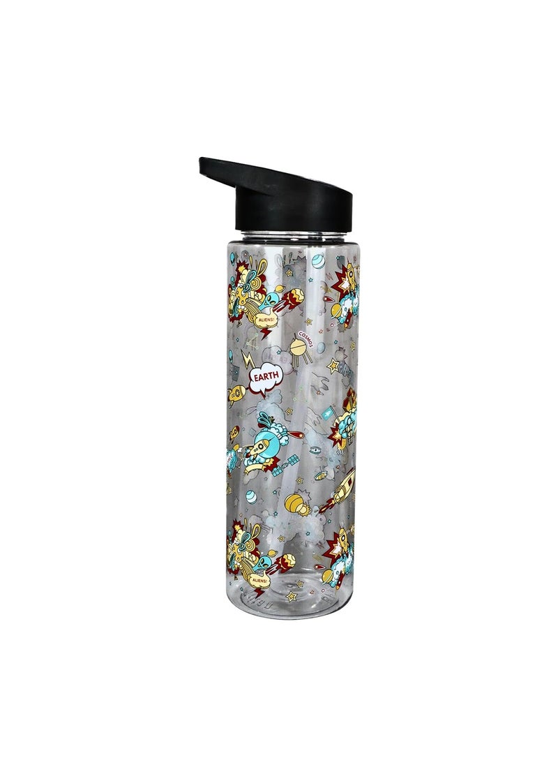SMILY KIDDOS Smily Kiddos 750ml Straight water bottle Nozzle - Space Theme | Black kids water bottle Dishwasher Safe Water Bottle Leak Proof Flip Top Lid Water Bottle  - Image 5