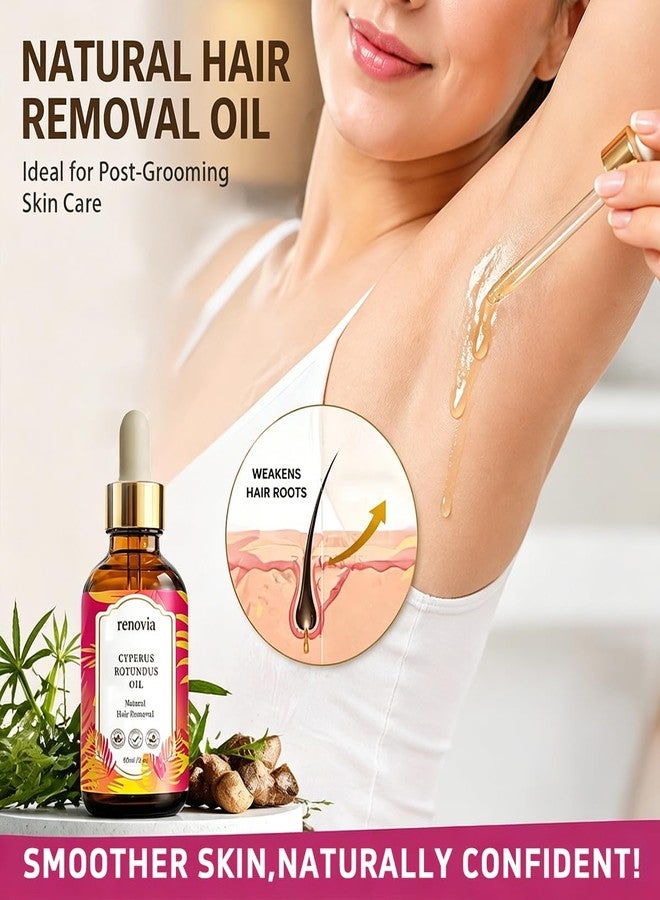 IYUWE Renovia Cyperus Rotundus Oil for Hair Removal, Herbal Hair Removal Oil Serum with Peppermint, Moisturizing & Soothing Formula for Smooth Looking Skin, Suitable for All Skin Types - Image 2