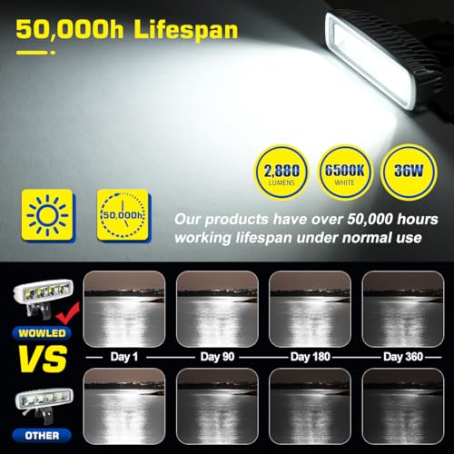 WFPOWER Clamp on Boat Spotlights, Flexible LED Spreader Marine Spotlights Waterproof, 6 inch Deck Dock Spot Light Bar for Boat Accessories Fishing T-Top Truck SUV ATV 12V - Image 2