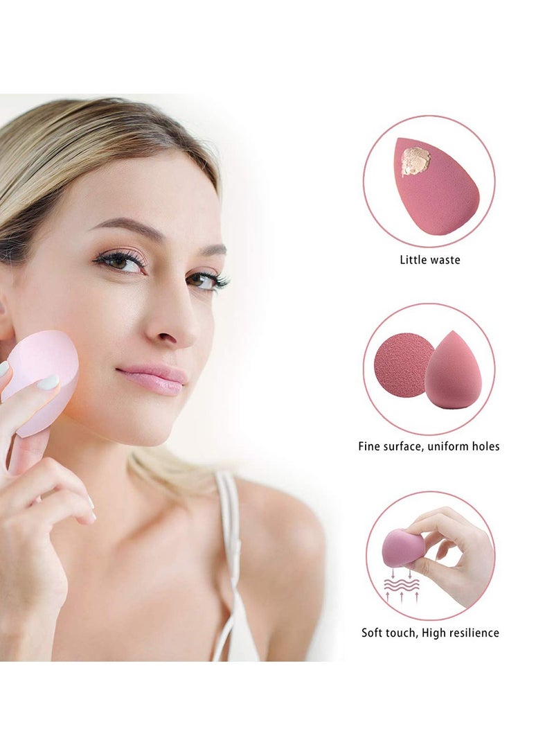Generic 5 Pcs Makeup Sponges Set - 4 Beauty sponges Blending Blenders with 1 Holder and Egg Case, Flawless for Cream, Powder and Liquid (Pink)  - Image 3