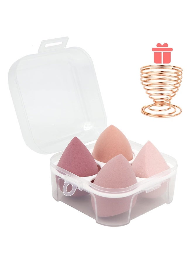 Generic 5 Pcs Makeup Sponges Set - 4 Beauty sponges Blending Blenders with 1 Holder and Egg Case, Flawless for Cream, Powder and Liquid (Pink)  - Image 1