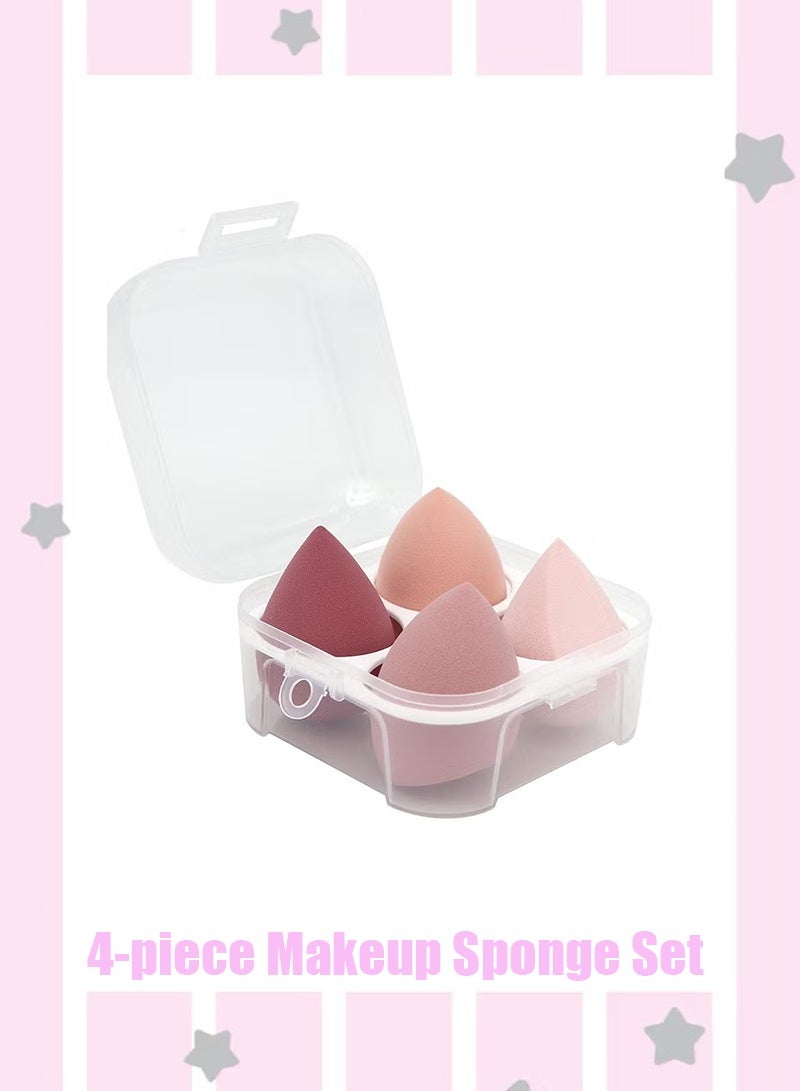 4Pcs Makeup Sponges Set - 4 Beauty sponges Blending Blenders, Flawless for Cream, Powder and Liquid (Pink) - Image 1