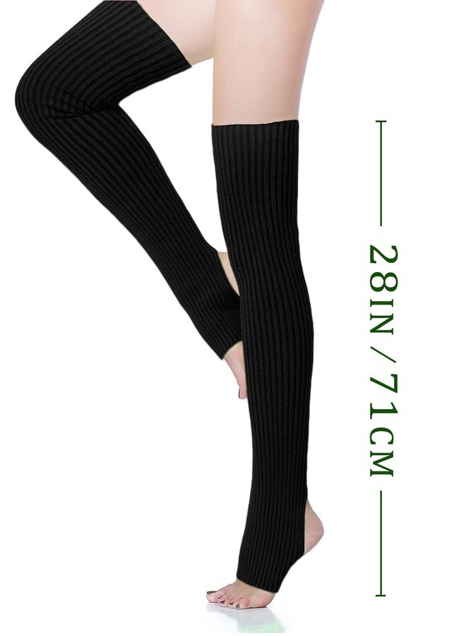 v28 Long Leg Warmer, Women’s Men 80s Party Ribbed Knit Dance Sports (71Black) - Image 3