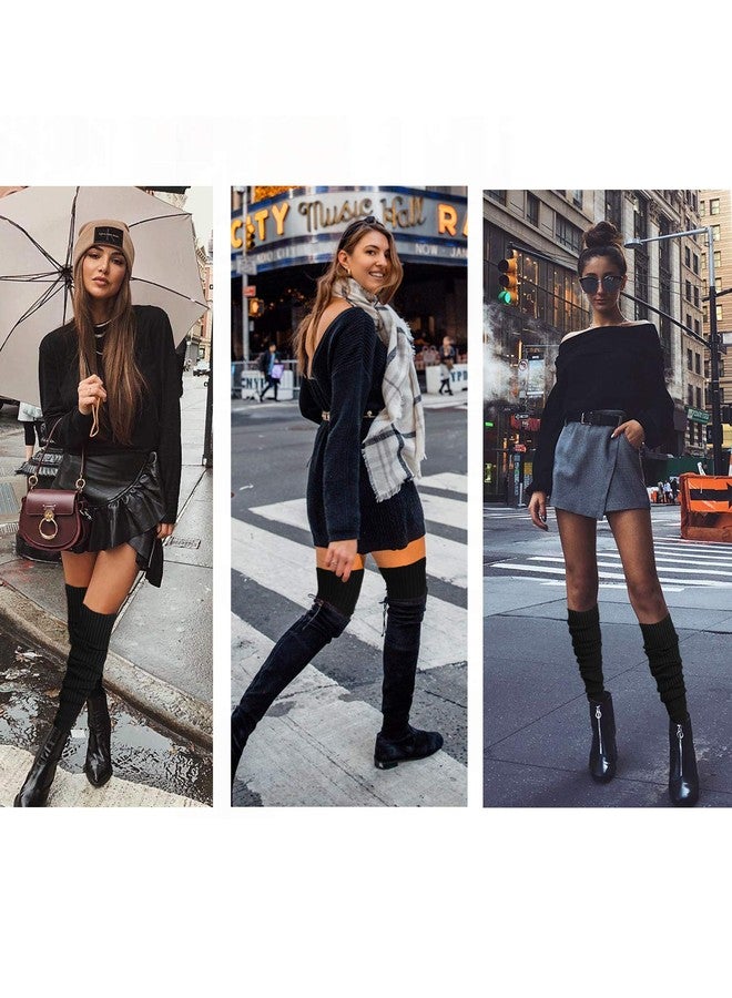 v28 Long Leg Warmer, Women’s Men 80s Party Ribbed Knit Dance Sports (71Black) - Image 4