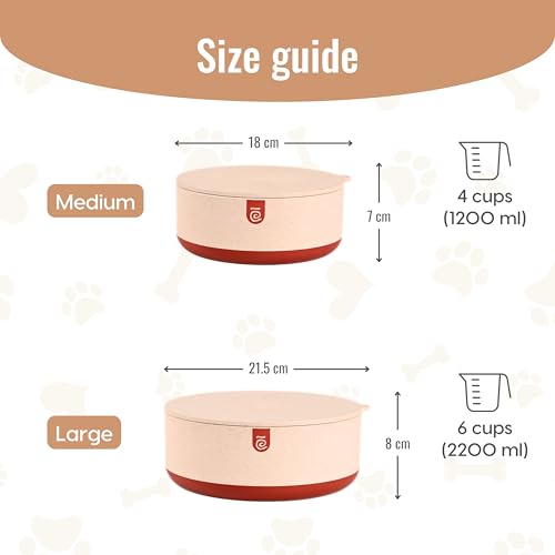 Eha Earth Friendly Terravo Storage Containers for Kitchen | Storage Bowls Made with Rice Husk Biocomposite | Bowl with Lid | Antiskid & Airtight Containers | 2200 ml, 1200ml | Pack of 2 | Red - Image 2