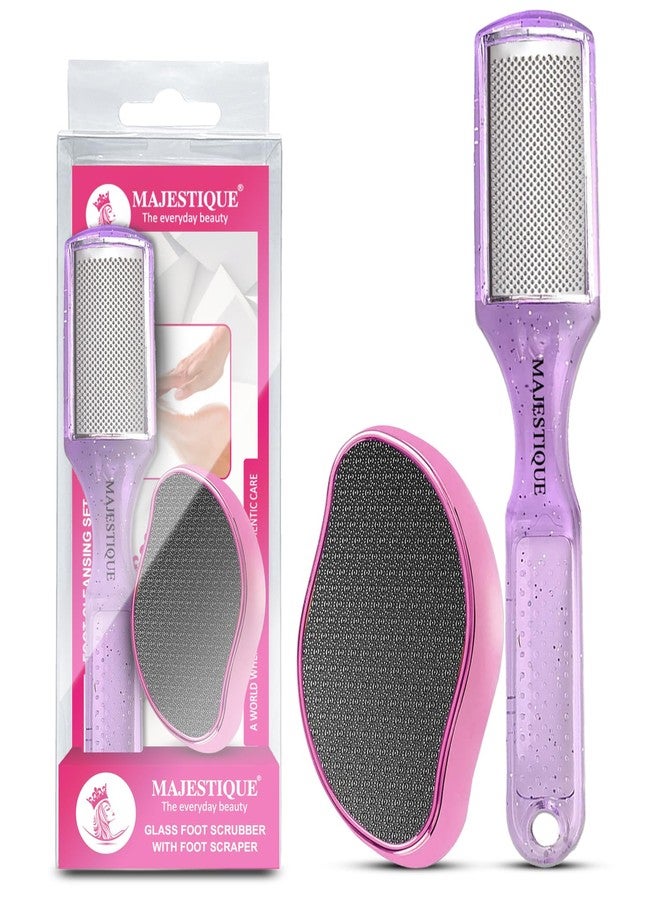 Majestique Glass Foot Scrubber and Foot Scraper | Removes Hard Callus, Dead Skin Cells, and Cracks | Lightweight, Comfortable Foot Care Tools - 2Pcs/Multicolors - Image 1