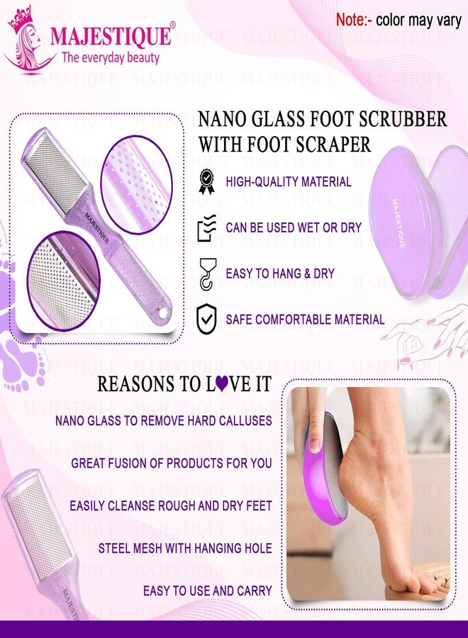 Majestique Glass Foot Scrubber and Foot Scraper | Removes Hard Callus, Dead Skin Cells, and Cracks | Lightweight, Comfortable Foot Care Tools - 2Pcs/Multicolors - Image 4