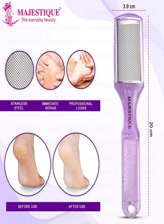 Majestique Glass Foot Scrubber and Foot Scraper | Removes Hard Callus, Dead Skin Cells, and Cracks | Lightweight, Comfortable Foot Care Tools - 2Pcs/Multicolors - Image 2