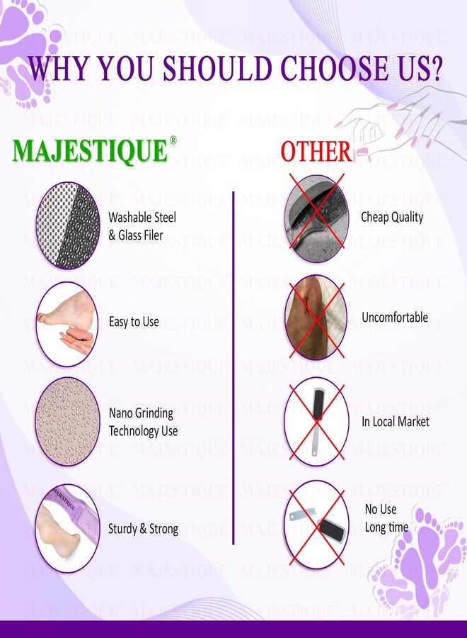 Majestique Glass Foot Scrubber and Foot Scraper | Removes Hard Callus, Dead Skin Cells, and Cracks | Lightweight, Comfortable Foot Care Tools - 2Pcs/Multicolors - Image 5