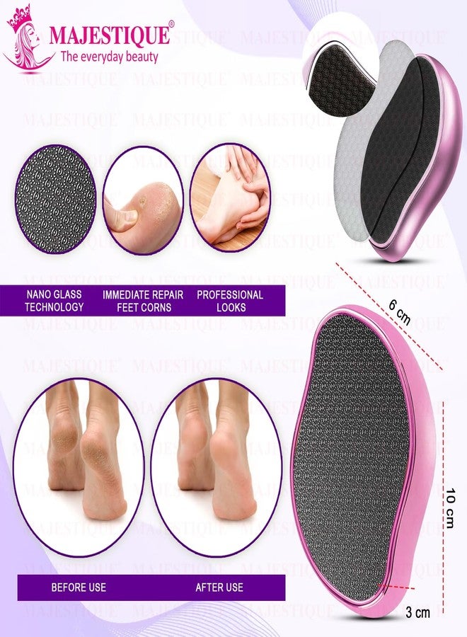 Majestique Glass Foot Scrubber and Foot Scraper | Removes Hard Callus, Dead Skin Cells, and Cracks | Lightweight, Comfortable Foot Care Tools - 2Pcs/Multicolors - Image 3