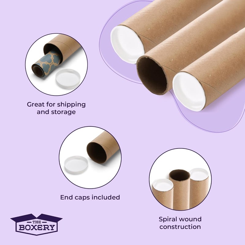 The Boxery Brown/Kraft Shipping, Storage, Posters, Arts, Crafts, Documents, Mailing Tubes 2 inch x 30 inch - 50 PACK, Made in the USA, Reusable and Recyclable - Image 5