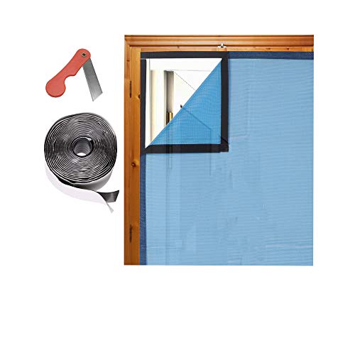 RED WIND Fibreglass Mosquito Net for Windows 47 x 35 Inch_120 x 90 Cm_4 x 3 Feet_ Blue Color with Stitching RW01 - Image 1