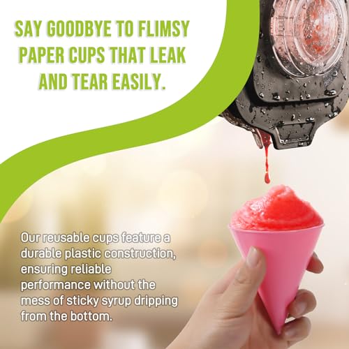 Calvana (6-pack) Reusable Plastic Snow Cone Cups, Compatible with Nostalgia and Cuisinart Snow Cone Machine, Shaved Ice Cups for Syrup, Kid-Friendly, 6oz - Image 3