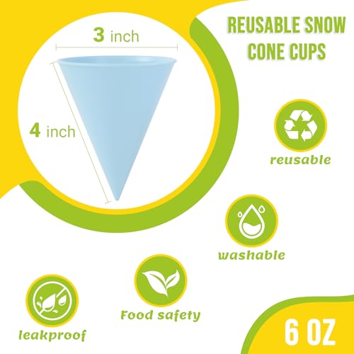 Calvana (6-pack) Reusable Plastic Snow Cone Cups, Compatible with Nostalgia and Cuisinart Snow Cone Machine, Shaved Ice Cups for Syrup, Kid-Friendly, 6oz - Image 2