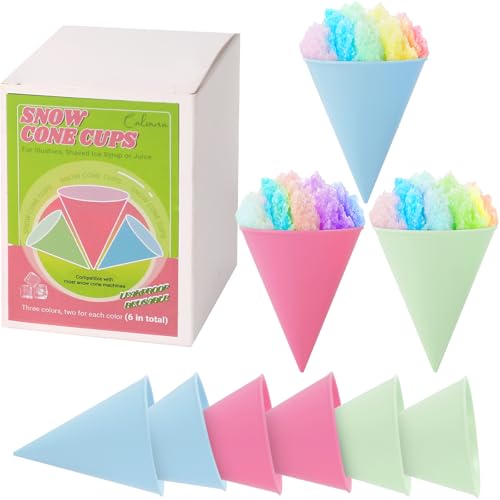 Calvana (6-pack) Reusable Plastic Snow Cone Cups, Compatible with Nostalgia and Cuisinart Snow Cone Machine, Shaved Ice Cups for Syrup, Kid-Friendly, 6oz - Image 1