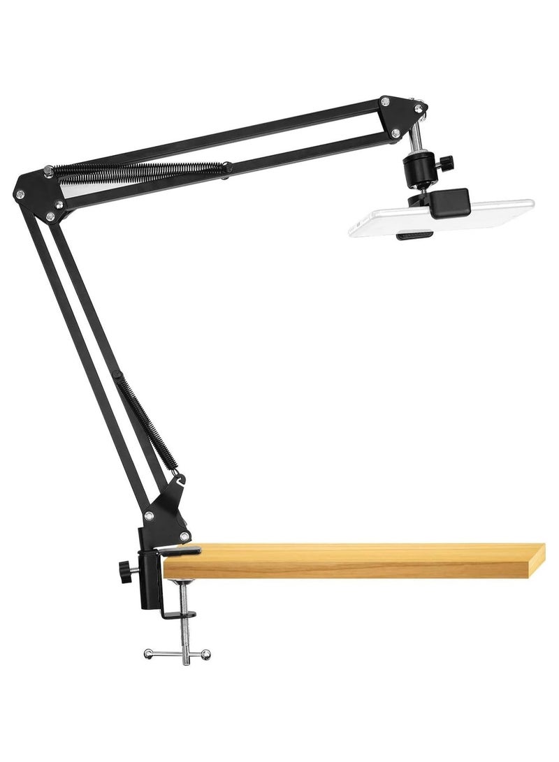 SHOPEE Overhead Video Stand Phone Holder Articulating Arm Phone Mount Table Top Scissor Boom Arm Articulating Phone Stand Tablet Phone Holder for Streaming Phone Baking Crafting Videos and More - Image 1
