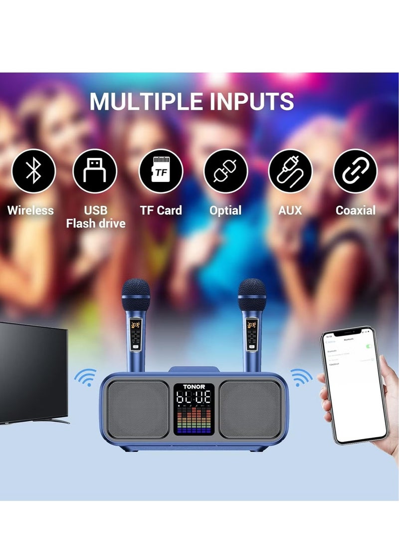Smart Berry Karaoke Machine for Adults & Kids – Rechargeable Portable Speaker with 2 UHF Wireless Microphones, Supports AUX/USB/Type C/TF Card/Bluetooth, PA System for Home, Party, Outdoors & Indoors Activities - Image 4