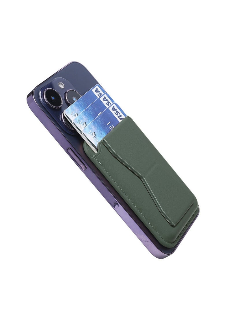 ELTRAZONE Leather Mobile Stand with 3 Card Holder – 2 in 1 Universal Wallet & Phone Stand, Stick-On Design for All Phones | Dark Green - Image 2