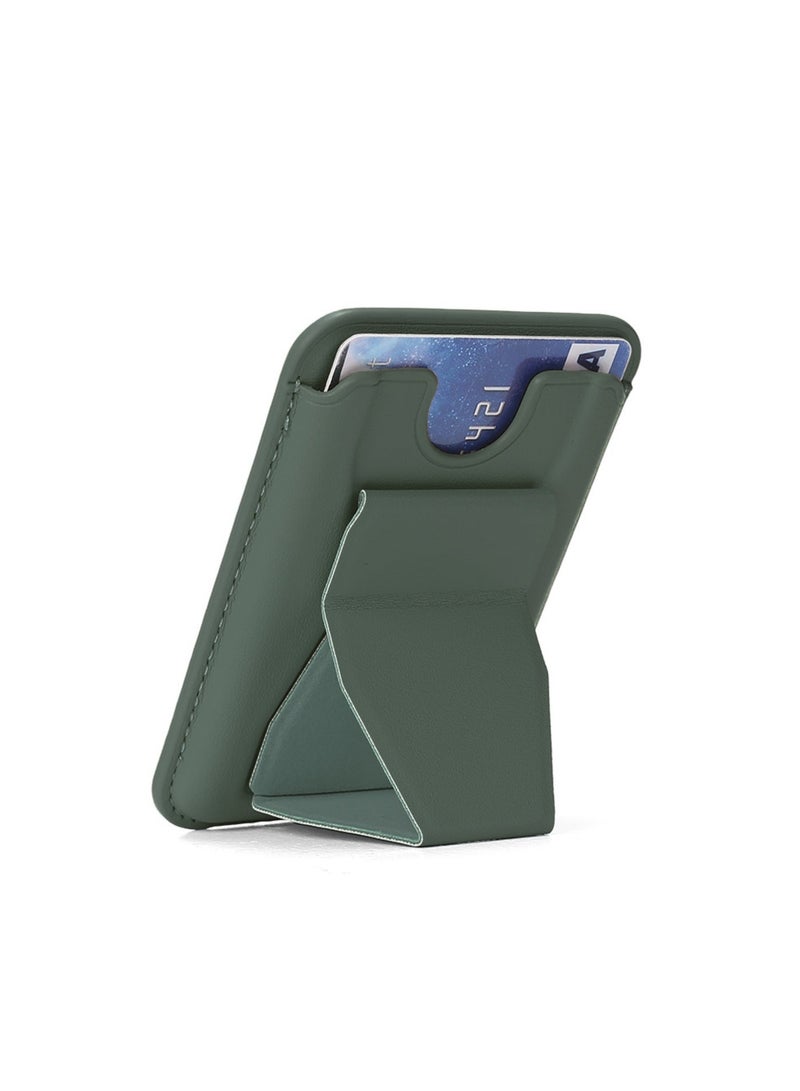 ELTRAZONE Leather Mobile Stand with 3 Card Holder – 2 in 1 Universal Wallet & Phone Stand, Stick-On Design for All Phones | Dark Green - Image 3