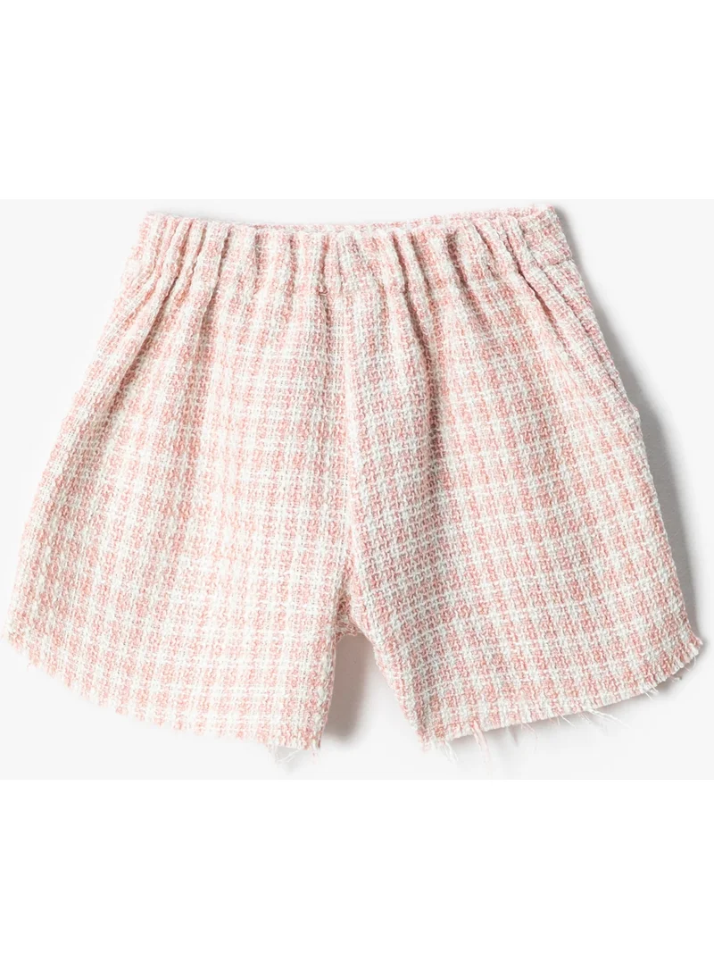 KOTON Tweed Shorts with Pockets Cotton Elastic Waist