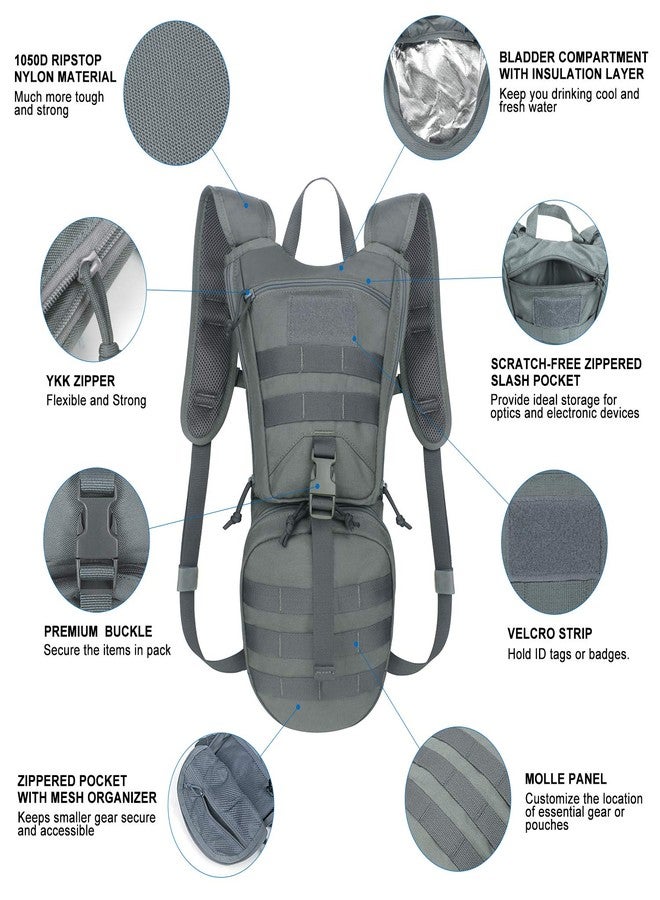 Unigear Tactical Hydration Packs Backpack 1050D with 2.5L Water Bladder, Thermal Insulation Pack Keeps Liquid Cool up to 4 Hours for Hiking, Cycling, Hunting and Climbing (Gray) - Image 2