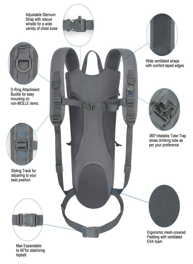 Unigear Tactical Hydration Packs Backpack 1050D with 2.5L Water Bladder, Thermal Insulation Pack Keeps Liquid Cool up to 4 Hours for Hiking, Cycling, Hunting and Climbing (Gray) - Image 3