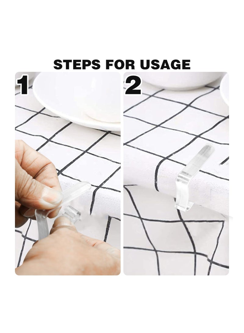 SYOSI 48Pcs Table Cloth Holder Clips, Plastic Tablecloth Clips for Outdoor Picnic Tables, Clear Picnic Table Clips for Tablecloth, Table Skirt Clip Table Cover Clips to Hold Down Tablecloth for Party Events - Image 3