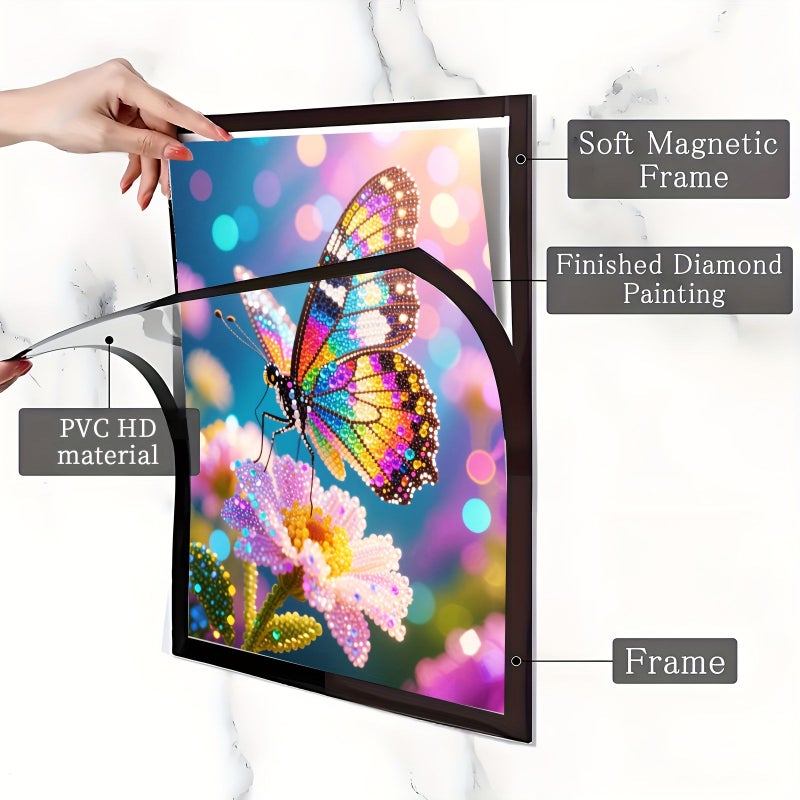 إطار مغناطيسي أسود بحجم 7.87 × 7.87 بوصة للوحات الماسية، ذاتي اللصق، ديكور منزلي - Image 4