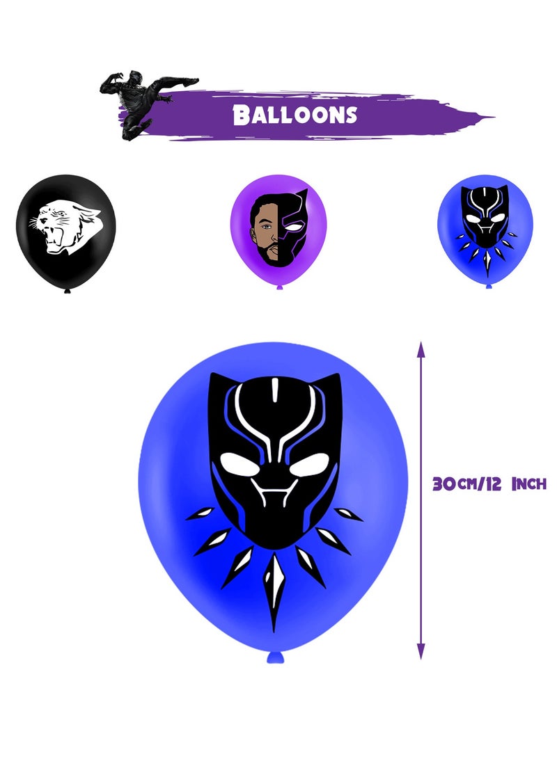 عام تزيين حفلة بلاك بانثر، لوازم عيد ميلاد بلاك بانثر، لوازم حفلة بلاك بانثر تشمل شعار، شرائح كعك، بالون لتزيين حفلة موضوع بلاك بانثر. - Image 5
