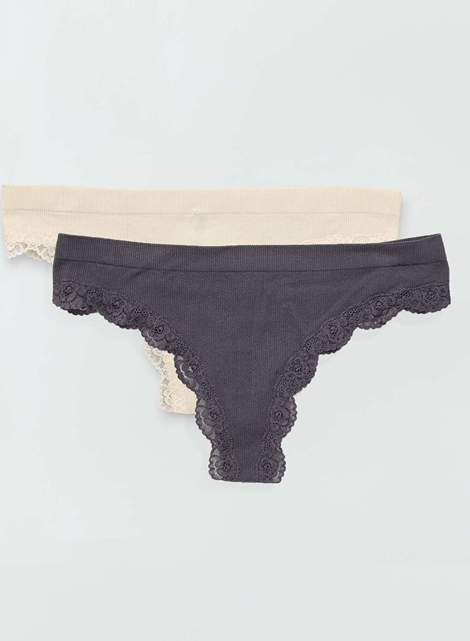 Kiabi Pack of 2 seamless tanga briefs  - Image 1