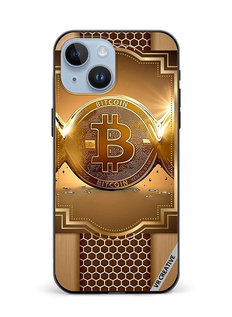 Protective Case Cover For Apple iPhone 15 Plus Royal Bitcoin Design Multicolour