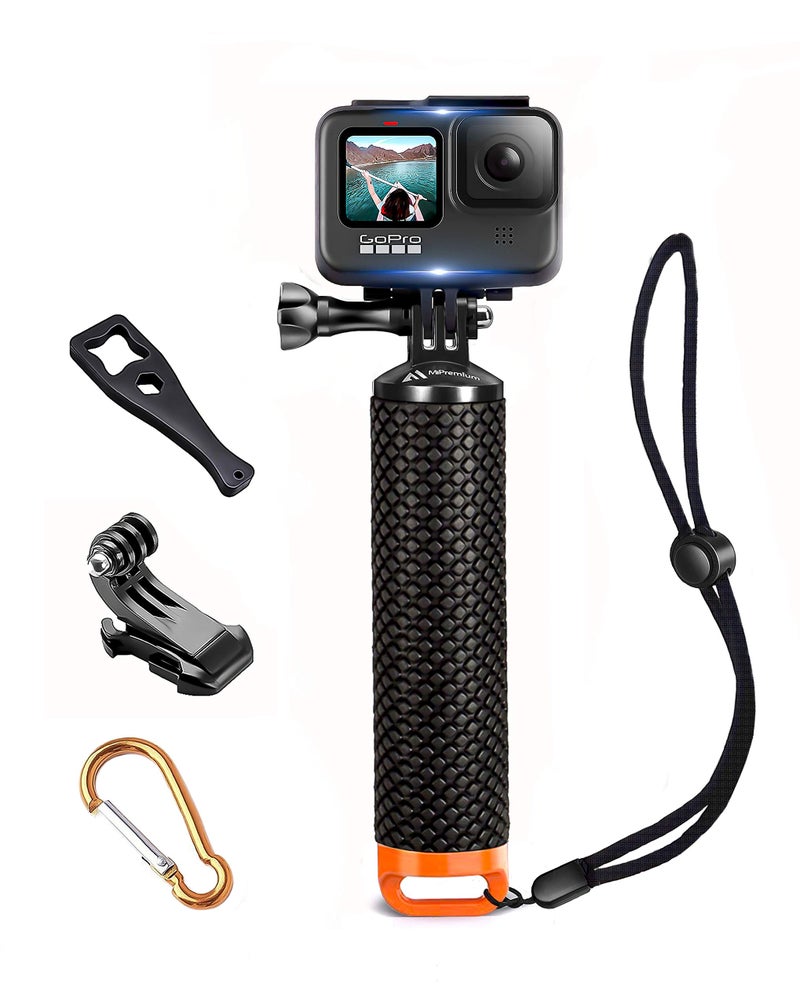 MiPremium Waterproof Floating Hand Grip compatible with GoPro Hero 12 11 10 9 8 7 6 5 4 3 3+ 2 1 Session Black Silver Camera Handler & Handle Mount Accessories Kit for Water Sport and Action Cameras (Orange) - Image 1