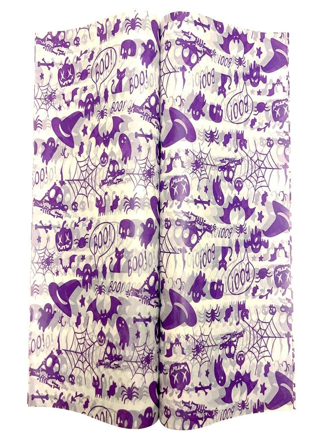 Suiwen 100pcs Halloween Wax Paper Sheet, Food Picnic Printed with Ghost, Spider, Pumpkin and Spiderweb, Greaseproof, Waterproof Dry Hamburger Liners Wrapping Tissue (Purple) - Image 1